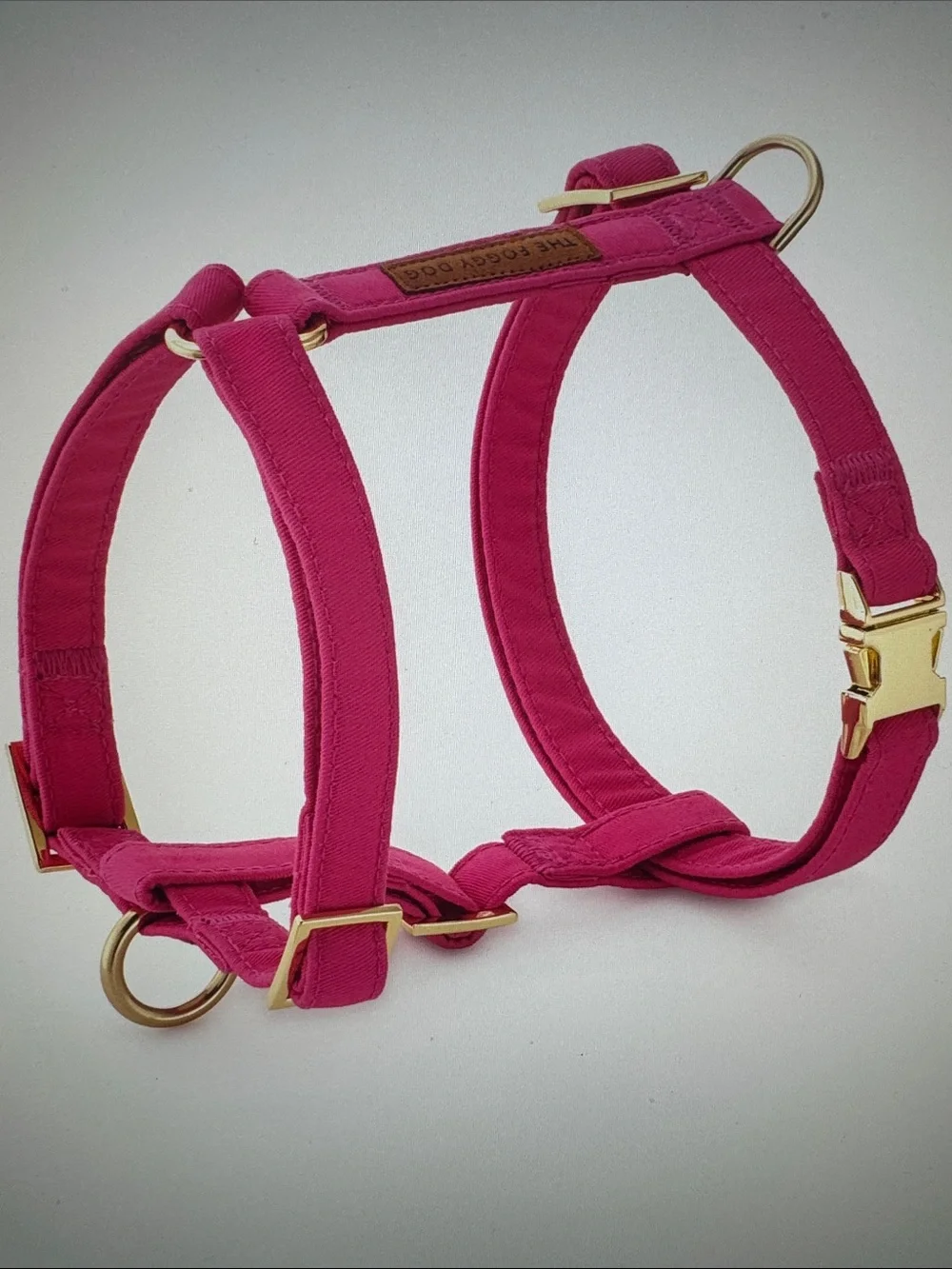 The Foggy Dog Fuchsia Adjustable No-Pull Harness with Gold Hardware NWOT